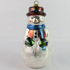 Large Glass Snowman Ornament 9" Christmas Tree Holiday Décor Collectible