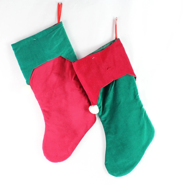 Set of 2 NWT Holiday Traditions Red & Green Embroidered Christmas Stockings