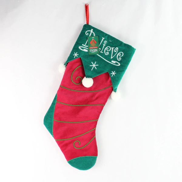 Set of 2 NWT Holiday Traditions Red & Green Embroidered Christmas Stockings