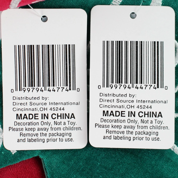 Set of 2 NWT Holiday Traditions Red & Green Embroidered Christmas Stockings