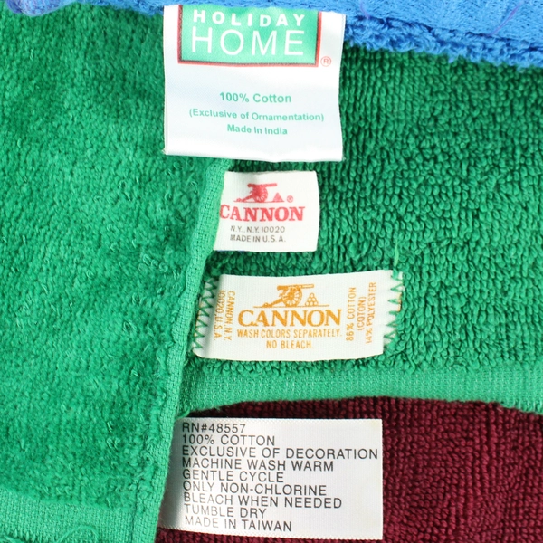 Lot of 5 Embroidered Cotton Christmas Dishcloths - Festive Kitchen Towels