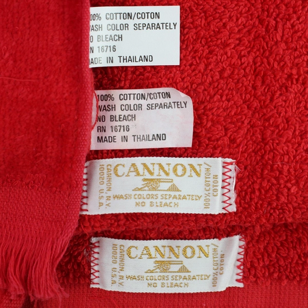 Lot of 4 Christmas Dishcloths - Red Cotton Towels with Santa & Tree Designs