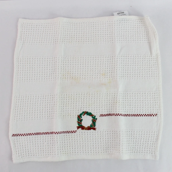Lot of 3 Flawed Embroidered Christmas Dishcloth Towels - Festive Kitchen Decor