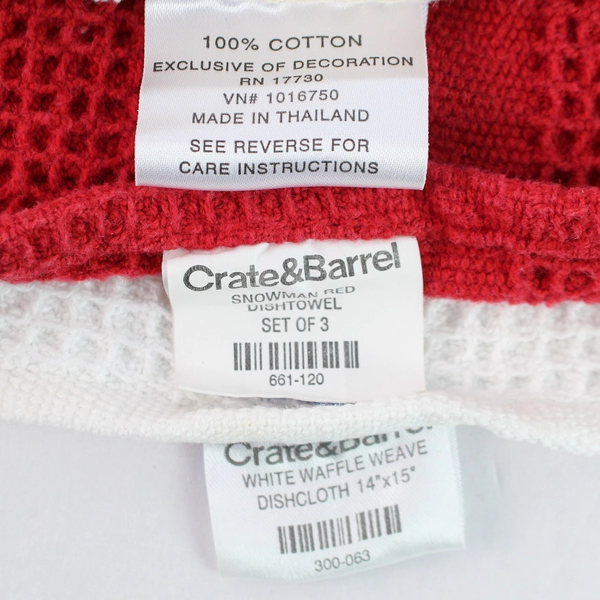 Lot of 3 Flawed Embroidered Christmas Dishcloth Towels - Festive Kitchen Decor