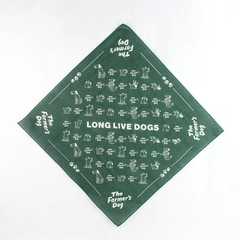 The Farmer's Dog Long Live Dogs Green Scarf Bandana 21"x21" Pre-Owned