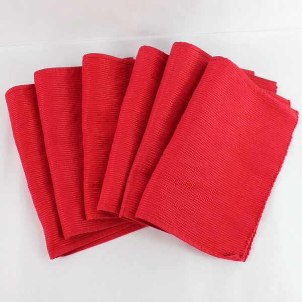 Set of 6 Red Shimmery Woven Placemats 13"x17.5" Holiday Table Decor