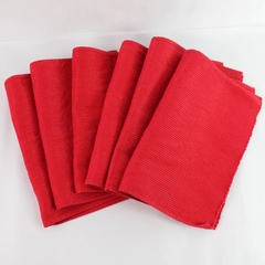 Set of 6 Red Shimmery Woven Placemats 13"x17.5" Holiday Table Decor