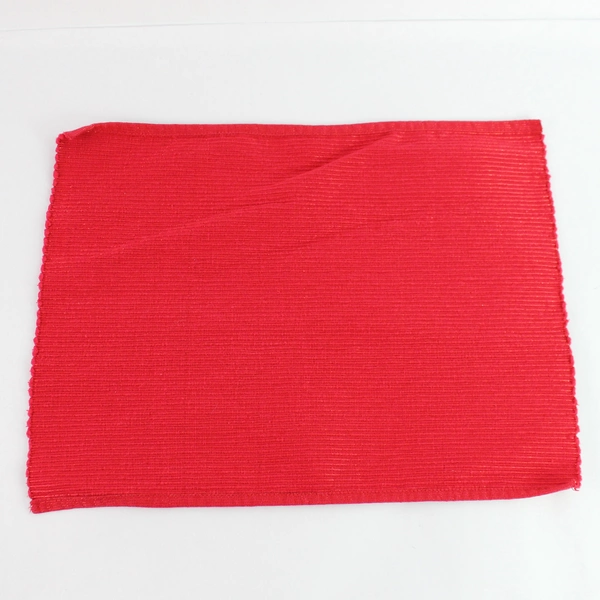 Set of 6 Red Shimmery Woven Placemats 13"x17.5" Holiday Table Decor