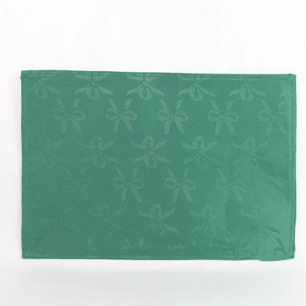 Lot of 5 Green Bow Design Christmas Placemats 12.5" x 18.5" - Pre-owned