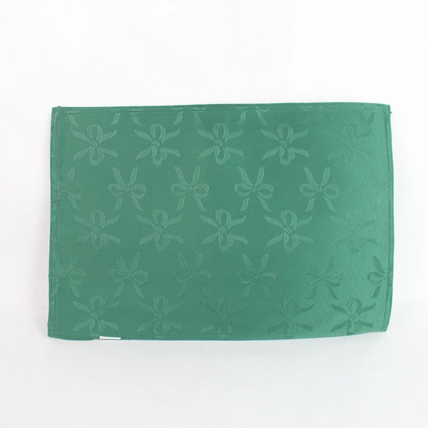 Lot of 5 Green Bow Design Christmas Placemats 12.5" x 18.5" - Pre-owned