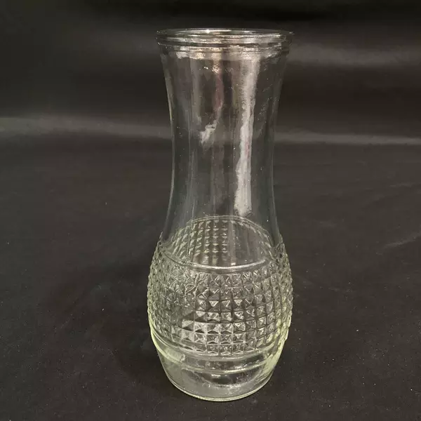 Vintage Good Seasons 7" Glass Water & Vinegar Cruet, No Lid, Diamond Pattern