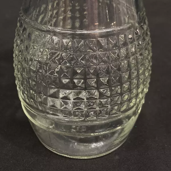 Vintage Good Seasons 7" Glass Water & Vinegar Cruet, No Lid, Diamond Pattern
