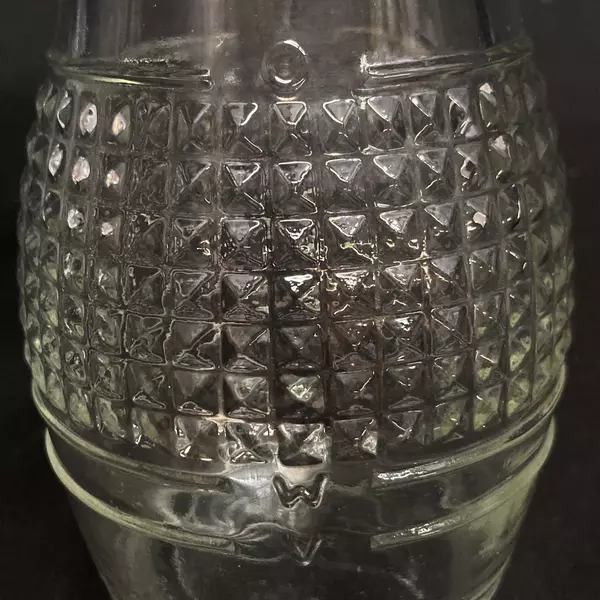 Vintage Good Seasons 7" Glass Water & Vinegar Cruet, No Lid, Diamond Pattern