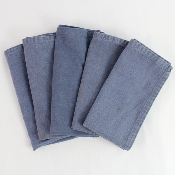 Lot of 5 Kay Dee Designs 100% Cotton Gray Blue Dinner Napkins - Pre-owned