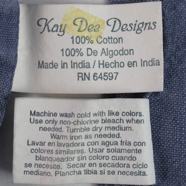 Lot of 5 Kay Dee Designs 100% Cotton Gray Blue Dinner Napkins - Pre-owned