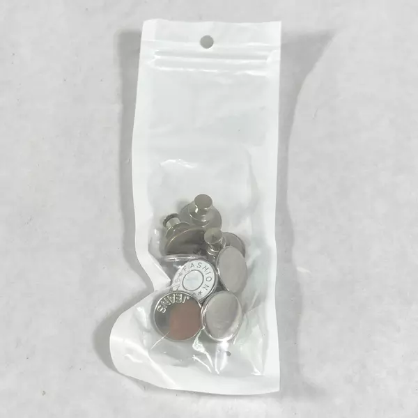 8 Toovren Silvertone Metal Jean Replacement Buttons 16.4 MM No Sew Or Tools