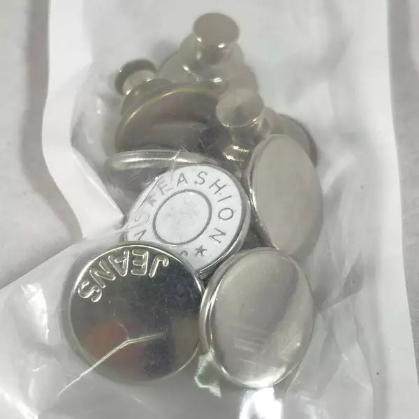 8 Toovren Silvertone Metal Jean Replacement Buttons 16.4 MM No Sew Or Tools