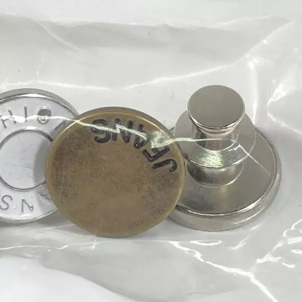 8 Toovren Silvertone Metal Jean Replacement Buttons 16.4 MM No Sew Or Tools