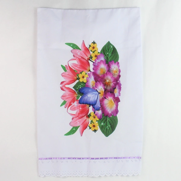 Lavender Butterfly & Flower Design Pillowcase 17"x28" - Pre-owned, Stains/Tear