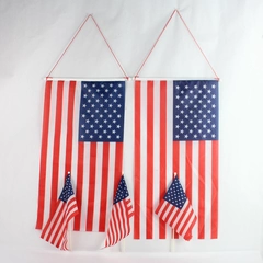 Lot of 5 American Flags & Banners - Varied Sizes, Pre-Owned, Stains