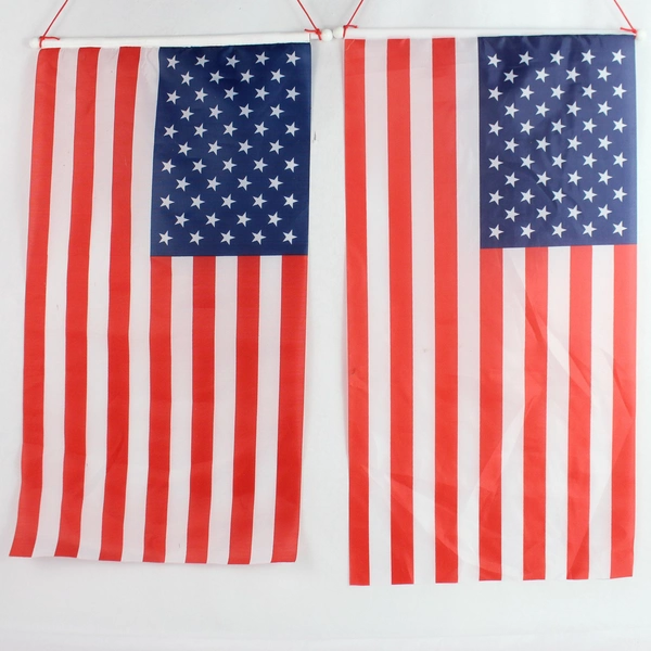 Lot of 5 American Flags & Banners - Varied Sizes, Pre-Owned, Stains