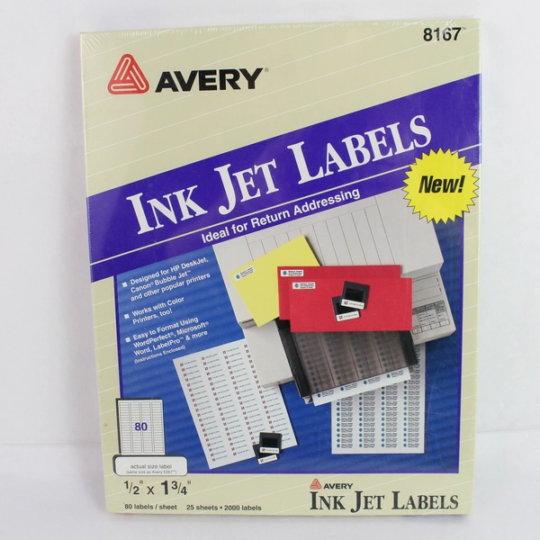 Avery Ink Jet Address Labels 2000 Stickers 1/2" x 1-3/4" New Sealed Pack