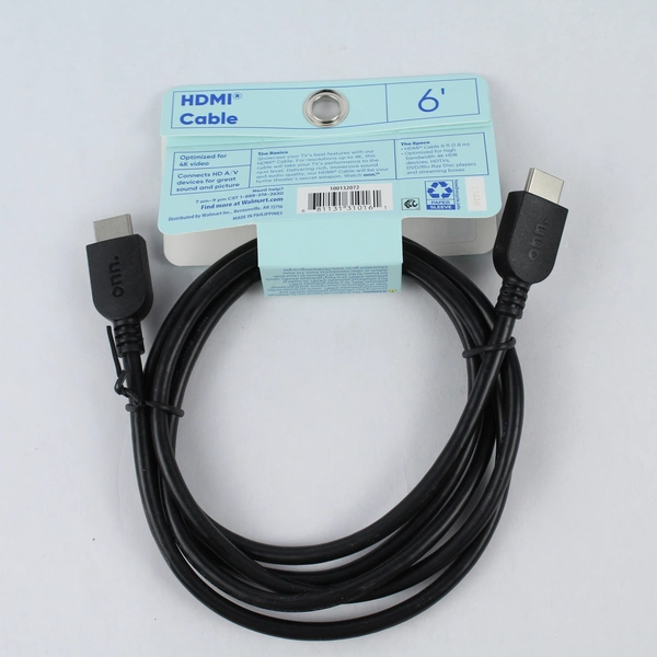Onn. 6' 4K HDMI Cable - New, Optimized for Immersive Audio & Video