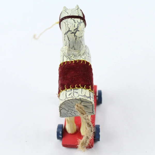 Carved Antler Toy Horse Ornament 3.75" - Christmas Tree Decor, Flawed