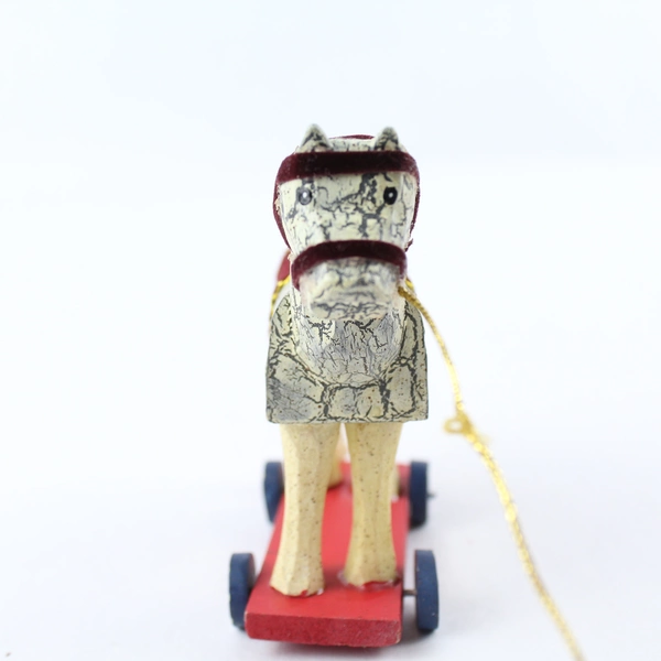 Carved Antler Toy Horse Ornament 3.75" - Christmas Tree Decor, Flawed