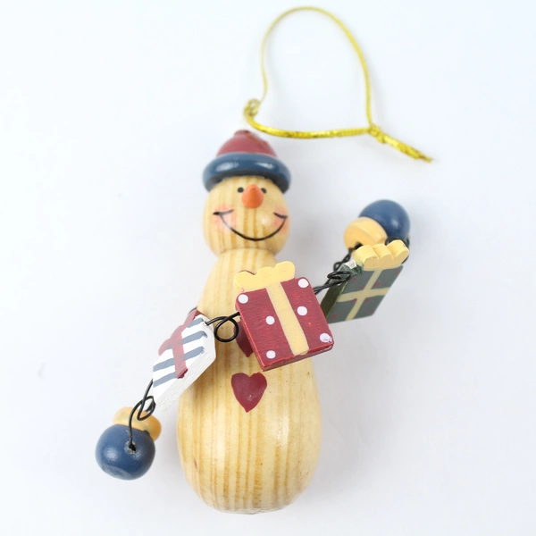 Lot of 4 Wooden Christmas Tree Ornaments 3" Festive Holiday Decor