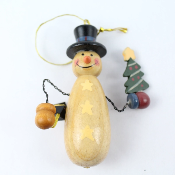 Lot of 4 Wooden Christmas Tree Ornaments 3" Festive Holiday Decor