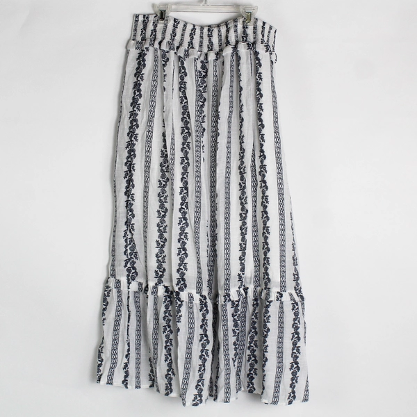 NWT Fever Clothing White and Gray Striped Maxi Skirt Women's Large