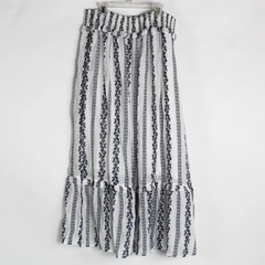NWT Fever Clothing White and Gray Striped Maxi Skirt Women's Large