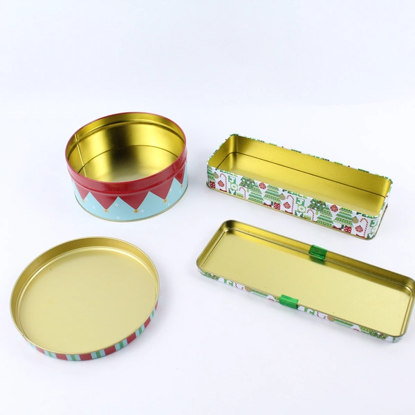 Lot of 2 Christmas Cookie Gift Tins - Elf & Holiday Design Decor