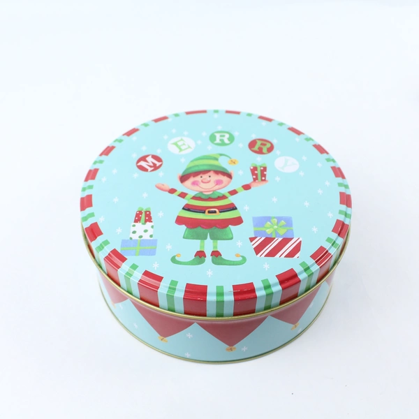 Lot of 2 Christmas Cookie Gift Tins - Elf & Holiday Design Decor