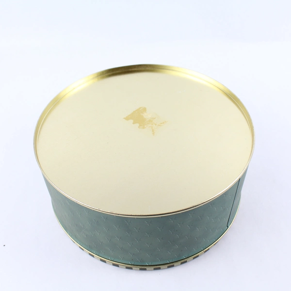 Green Santa Design Christmas Cookie Gift Tin 7.75" - Holiday Collectible Decor