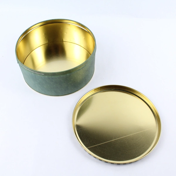 Green Santa Design Christmas Cookie Gift Tin 7.75" - Holiday Collectible Decor