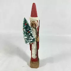 10" Old World Santa Figurine with Christmas Tree - Holiday Decor Collectible