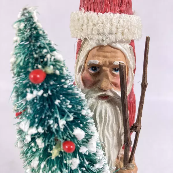 10" Old World Santa Figurine with Christmas Tree - Holiday Decor Collectible