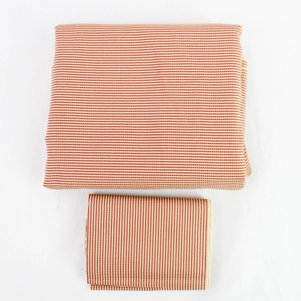 Lot of 2 Red Beige Striped Fabric Scraps for DIY Crafting Projects