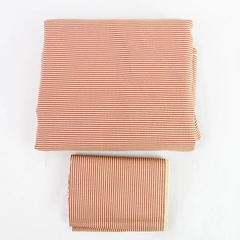 Lot of 2 Red Beige Striped Fabric Scraps for DIY Crafting Projects