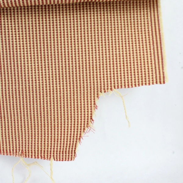Lot of 2 Red Beige Striped Fabric Scraps for DIY Crafting Projects