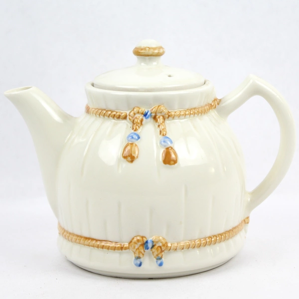 Vintage Porcelier China Teapot 6" Robe Design, Pre-Owned with Chip