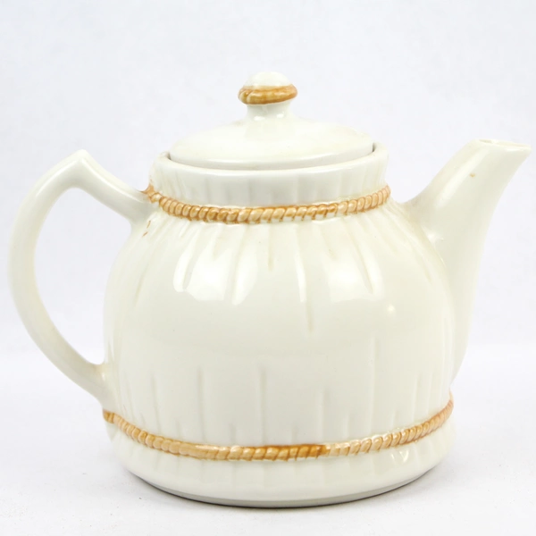 Vintage Porcelier China Teapot 6" Robe Design, Pre-Owned with Chip