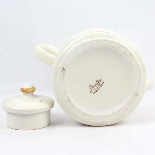 Vintage Porcelier China Teapot 6" Robe Design, Pre-Owned with Chip