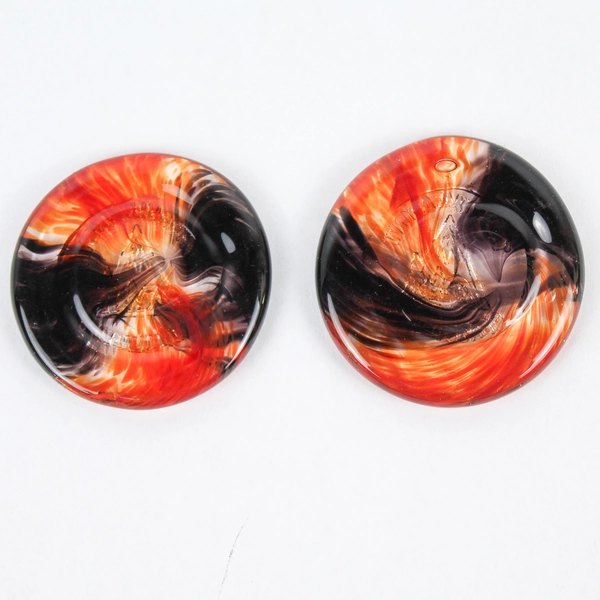 Set of 2 Thornmeadow Glassworks Orange & Black Decorative Tokens 2.5"
