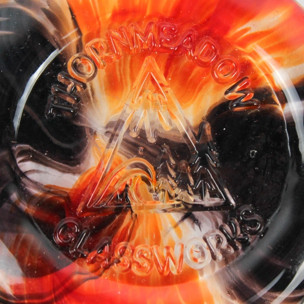 Set of 2 Thornmeadow Glassworks Orange & Black Decorative Tokens 2.5"