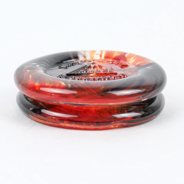 Set of 2 Thornmeadow Glassworks Orange & Black Decorative Tokens 2.5"