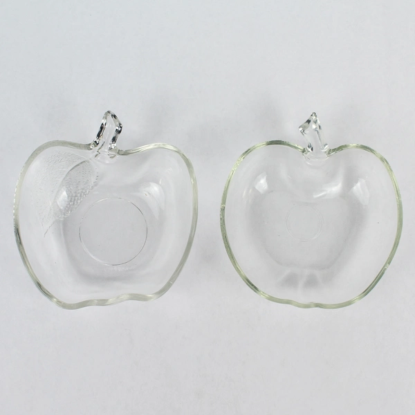 Lot of 2 Clear Glass Apple Shaped Candy Dishes, 4.5" - Pre-Owned