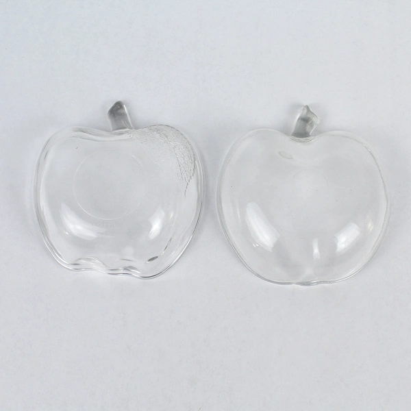 Lot of 2 Clear Glass Apple Shaped Candy Dishes, 4.5" - Pre-Owned